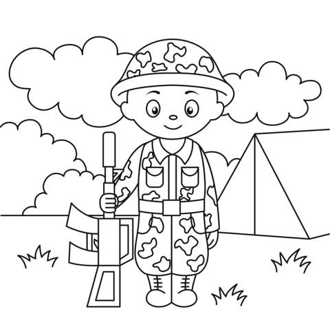 Cute Soldier Coloring Page